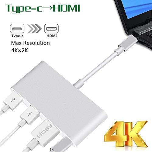 W4R50K USB C A adaptador HDMI 4K Tipo C Conversor AV MultiPort 2 USB 3 0 Portas para PC