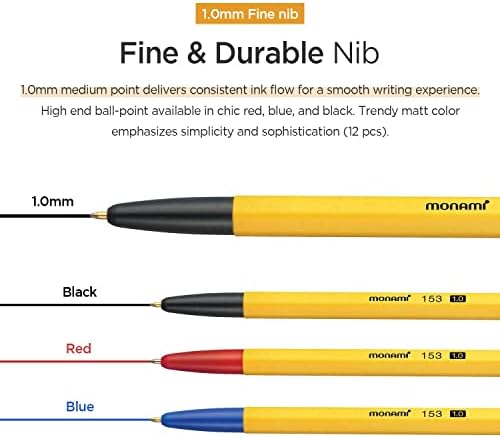Monami BP 153 caneta de esfero retrátil, ponto médio, azul, 12 contagem