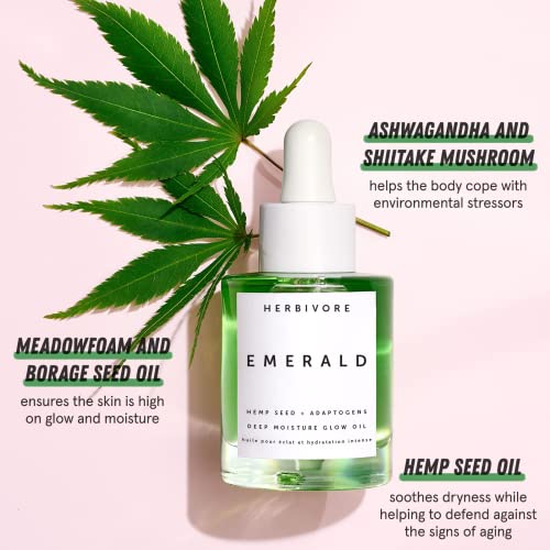 Botânicos de herbívoros Emerald Deep Softer Blow Oil for Face - Hidratante e absorvente rápido Óleo facial