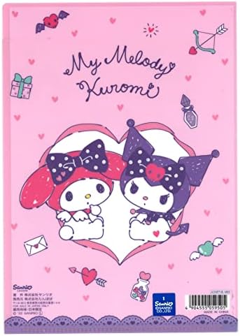Friend Sanrio My Melody × Kuromi 2 bolsos Placs Plastic, pasta de plástico durável com bolsos, tamanho A5, 6,06 em × 8,66 em