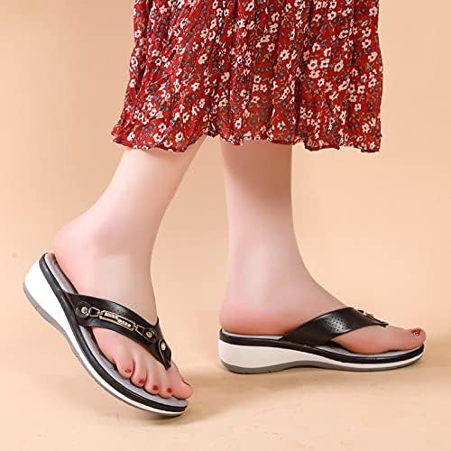 XIPCOKM Sandálias de praia feminina chinelos com arco Apoio a meninas adolescentes sandálias de tanga casual ajustáveis ​​Chinelo de cunha de verão