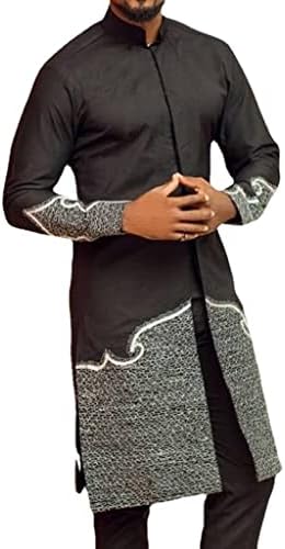 Africano de manga longa africana do conjunto de 2 peças Dashiki e calça roupa de roupa tradicional