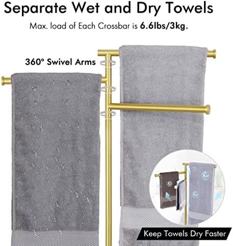 Racks de toalhas kes para banheiro, braços giratórios de 40 polegadas de 40 polegadas de 3 banheiros