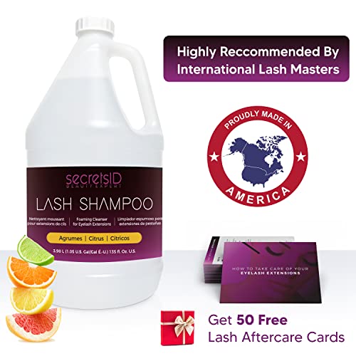 Secretsid Lash Shampoo para extensão profissional de cílios a granel de 1 galão/cílio limpador de espuma de cílios/limpador de cílios de salão para removedor de maquiagem de rosto e olho