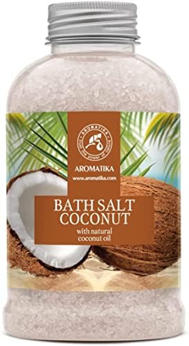 Coco de sal marinho de banho 21,16 oz - sais de banho com óleo de coco natural para banho de banho - banho relaxante - cuidados com o corpo - relaxamento muscular - bom sono - sais de banho de aromaterapia - salbados de ervas salas