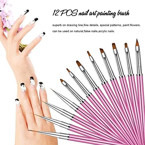 LEPSJGC 12 PCS Brush de unhas Definir Nail Art Pintura Desenho Builder de caneta Pen Gradiente Linha Gel Gel Acrílico