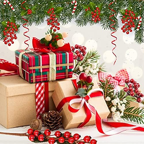 Presentes decorativos de Natal requintados, 24pcs Berries vermelhas artificiais de 24pcs galhos de galhos de