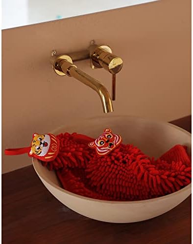Toalhas de mão de banheiro chenille com loops suspensos, toalhas de mão de desenho animado fofas