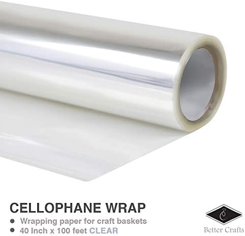 Celofane Wrap 40 x100 'Mylar Sheet Celofane Roll Grande papel de embrulho para cesta de artesanato