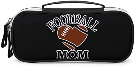 Rugby Football Mom Pu Leatra Lápis Caso Organizador Travel Bolsa de maquiagem Bolsa de papelaria portátil