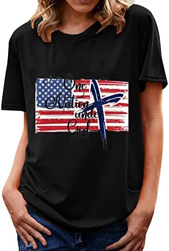 lcepcy feminino independência do dia camisetas letra de letra de letra redonda de manga curta de manga curta camisetas gráficas de bandeira americana