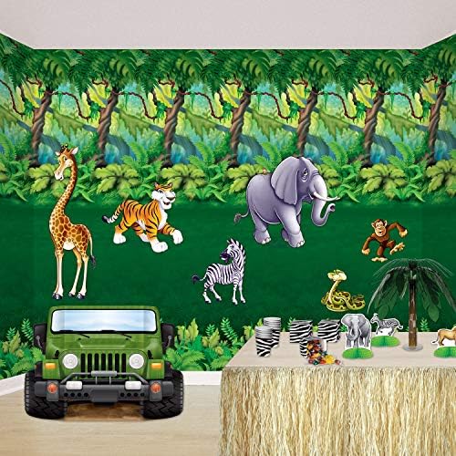 Beistle 6 peças Plástico Jungle tem tema Safari Animal Photo Centrões para suprimentos de festa de