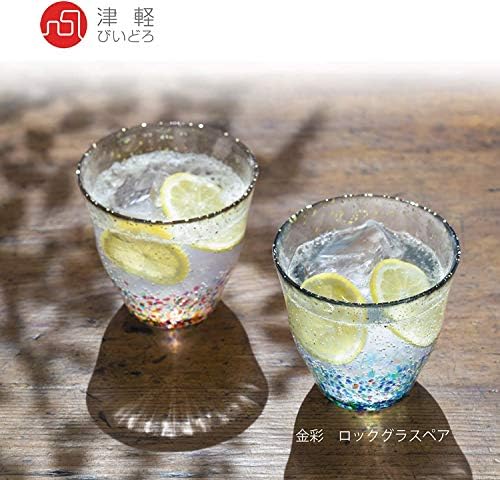 Aderia Tsugaru Vidro FS-71565 Glass de rocha, conjunto de pares, 11,2 fl oz, matsuri hanabikina, feita