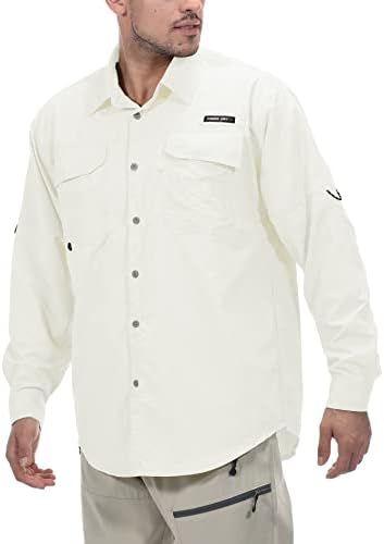 Little Donkey Andy Men's UPF 50+ camisa de proteção UV, camisa de caminhada de pesca de manga comprida