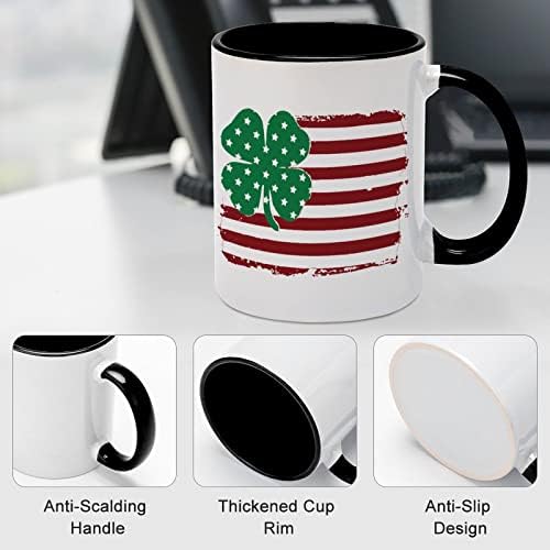 American Flag Irish Pride Clover Caneca cerâmica Creative Black Inside Coffee Cup de canecas Durável