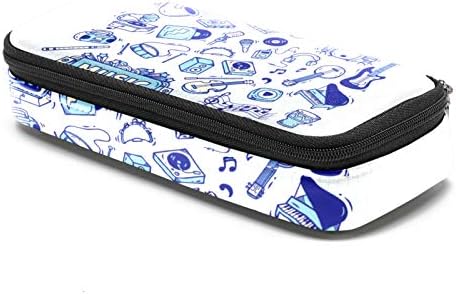 Bolsa de caneta de capa de lápis de instrumentos azuis com saco de armazenamento de saco de papelaria duplo com