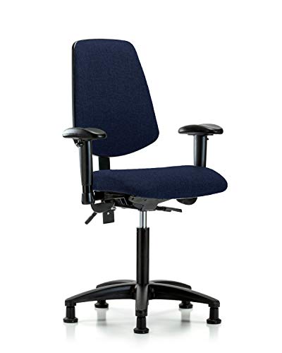 Labtech Seating LT42296 Cadeira de bancada média, tecido, base de nylon de fundo médio - braços, planídeos,