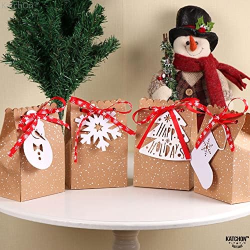 Sacos de presente de Natal com etiquetas de presente - pacote de 12 | Caixas de doces de Natal