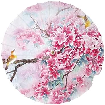 Guarda -chuva de papel - pendurado papel de óleo guarda -chuva de cerejeira rosa guarda -chuva de papel de belo