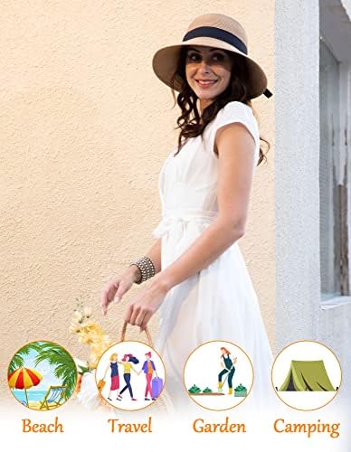Chapéus do sol feminino Proteção UV Larga larga chapéu mulheres chapéu de sol embalável para mulheres