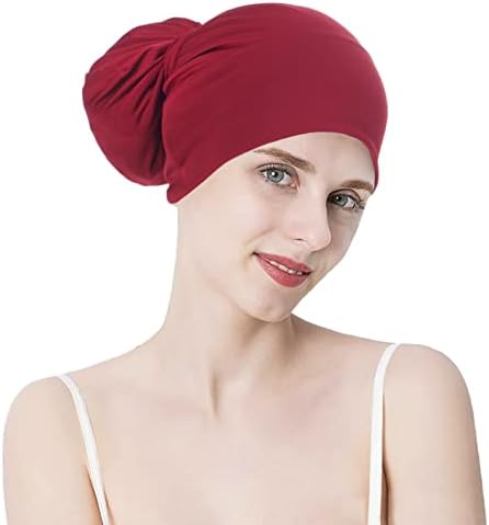 Mulheres Turbano respirável para cabelos longos, hijab muçulmano elástico com alça de lençol solar anti-UV Sun