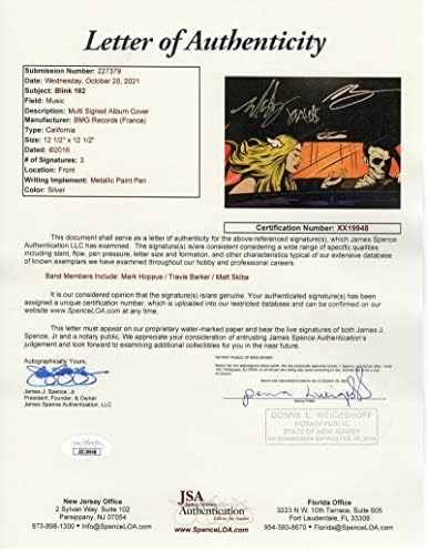 BLINK-182 BAND SIGNED AUTOGRAPH ALBUM VINYL RECORD - CALIFORNIA SIGNED BY TRAVIS BARKER, MARK HOPPUS, MATT
