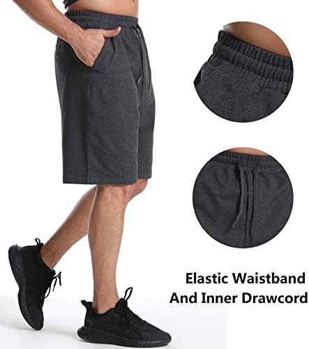 Jersey de treino de drawcord masculino shorts de algodão de algodão com bolsos profundos