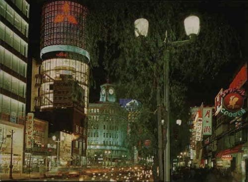 Visualização noturna na Ginza Street Tóquio, Japão Original Vintage Postcard