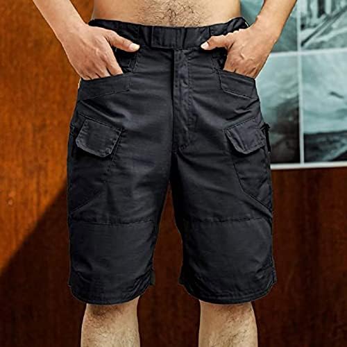 Shorts de carga tecidos para homens, cintura elástica casual colorida pura cor joelho de joelho atlético
