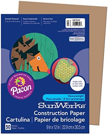 Prang Construction Paper, marrom claro, 9 x 12, 50 folhas por pacote, 10 pacotes