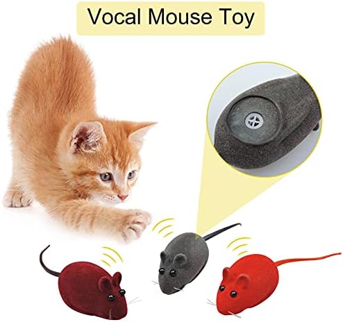 Andiker 3pcs Toy de rato de gato, pisando brinquedos de gato de mouse de mouse 3 cores aleatórias pequenos brinquedos de gato para gatos internos brinquedo de gato interativo para gatos e gatinhos para pegar e mordinhos