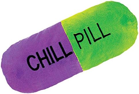 Rockin Gear Chill Pill Miniature Throw Pillow 11 x 4 Soft and Pluxh Décor travesseiro com bordado hilariante