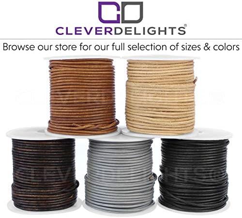 Lights CleverDelights Cordão de couro marrom escuro - 1/16 redondo - 100 pés