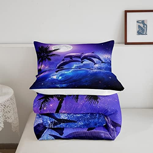 Castle Fairy Dolphin Consolador do tamanho queen, ondas do oceano Conjunto de roupas de cama para