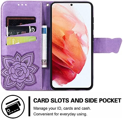 ROPIGO PARA SAMSUNG Galaxy S21 Fe 5G Caixa da carteira, couro PU premium de borboleta em relevo [Kickstand]