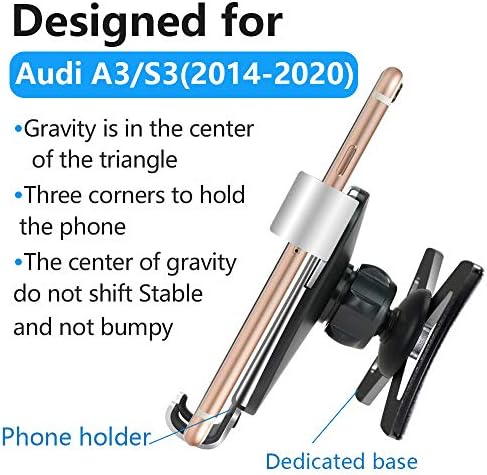 Portador de telefone de carro MusttrUe para 2014-2020 Audi A3 S3 RS3 [telefones grandes com amigável