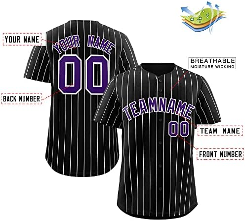 Jersey de beisebol personalizada Button listrado camisetas uniformes esportivos personalizados para homens
