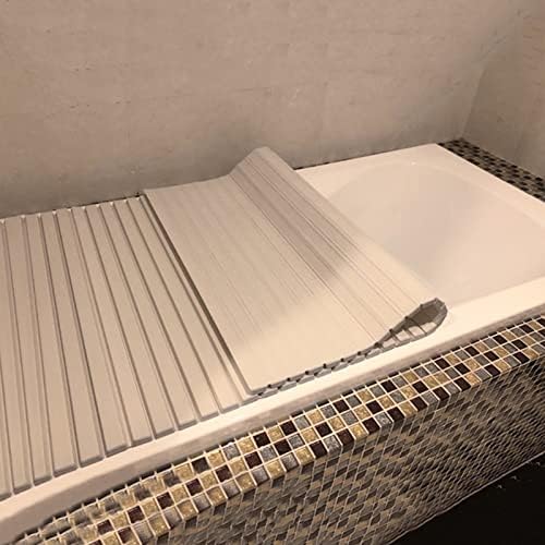 Bandeja de banheira do fengpeng pengfei, tampa dobrável à prova de poeira, banheiro de banheiro branco placa de isolamento de banheiro, adequada para a maioria das banheiras, espessura de 1,2 cm, 8 tamanhos