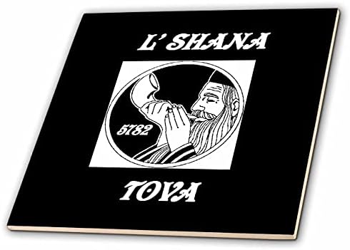 Imagem 3drose de preto e branco tradicional com rabino e shofar datado - telhas