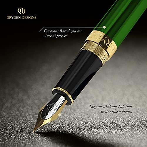 Dryden projeta caneta -tinteiro - ponta média e ponta fina | Inclui caixa de luxo, 6 cartuchos