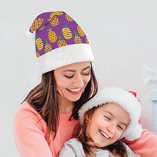 Chapéu de Papai Noel de Natal, Abacaxi Padrão roxo Capéu de férias de Natal para adultos, Hats de Natal com