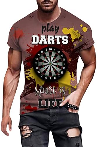 Camisas de novidade para homens engraçados 3D Darts gráficos de camiseta curta Crewneck Casual Tees Casual
