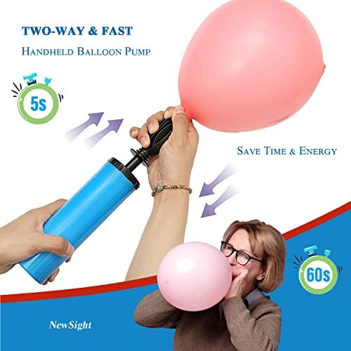 Bomba de balão manual de duas vias, 2 cores de pacote aleatório-bomba de ar portátil para balões de festas