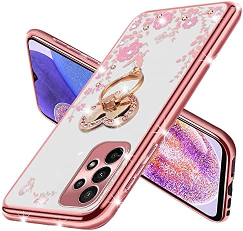 Kudini para o caso Galaxy A23 5G, Case Samsung A23 5G para Mulheres Glitter Glitter Crystal Bling Butterfly