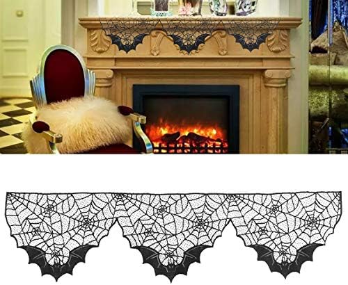 Bestoyard Halloween lareira decoração de pano de morcego pano de fogão de renda para ghost festivsl