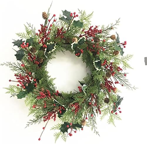 Zhyh Simulation Door Decoration Christmas Wreath Wreath Red Fruit Pine Cone Greath Simulation Grinalh
