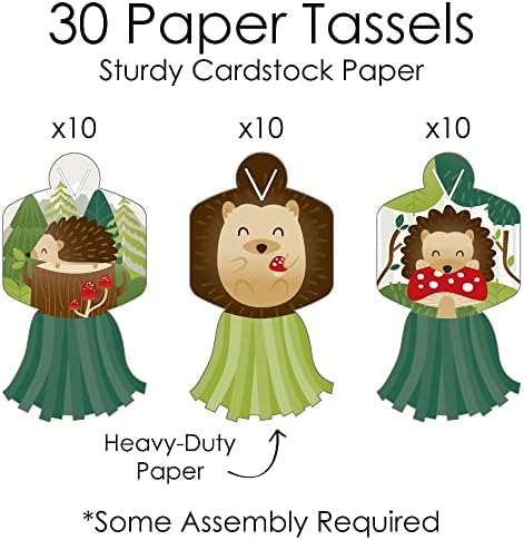 Big Dot of Happiness Forest Hedgehogs - 90 Links de cadeia e 30 borlas de papel Kit de decoração - Festa