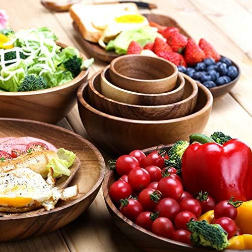 Kekkein grande sopa tigela de madeira feita artesanal alimentos saudáveis ​​pratos de jantar salada